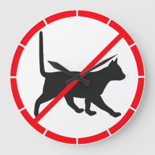 Cats Prohibited! Large Clock