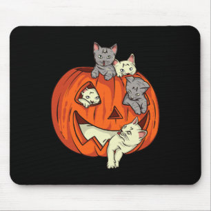 Cats Pumpkin Carved Jack O Lantern Cat Halloween C Mouse Pad