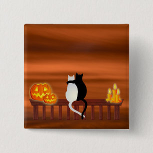 Cats Pumpkins Candles Halloween 2 Inch Square Button