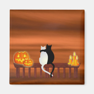 Cats Pumpkins Candles Halloween Magnet