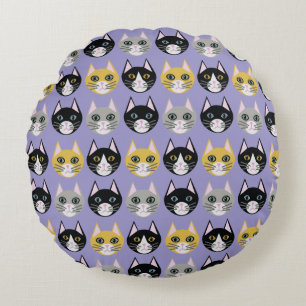 Cats purple round pillow