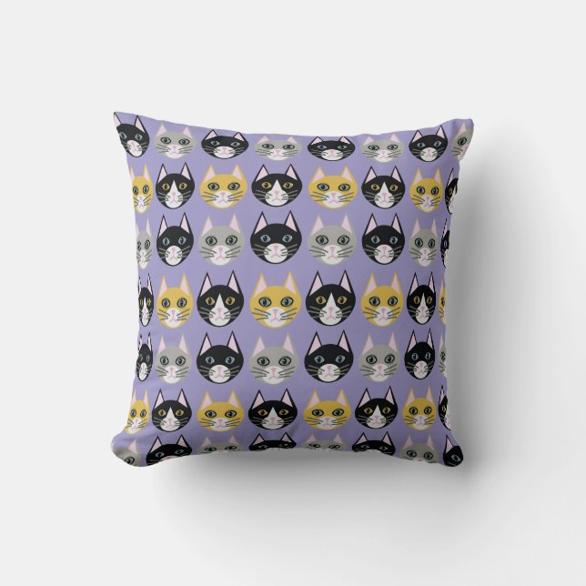 Cats purple throw pillow (Front)
