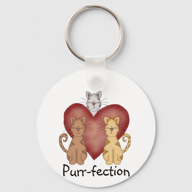 Cats Purr-fection Tshirts and Gifts Keychain (Front)