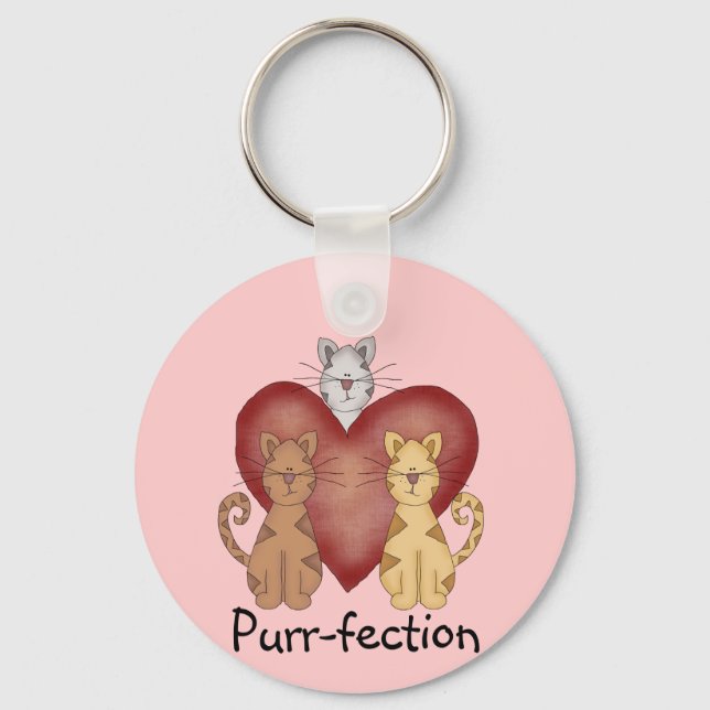 Cats Purr-fection Tshirts and Gifts Keychain (Front)