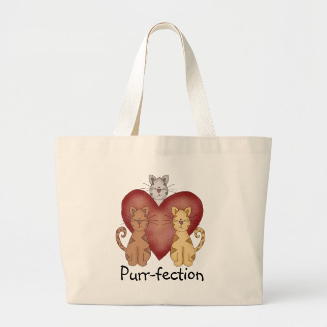 Cats Purr-fection Tshirts and Gifts Large Tote Bag (Front)