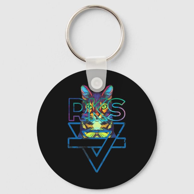 Cats Rainbow Kitten Surprise Cute Cat  Keychain (Front)