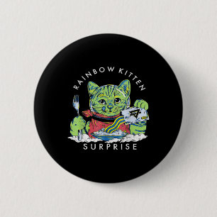 Cats Rainbow Kitten Surprise Cute Eat Retro Animal 2 Inch Round Button