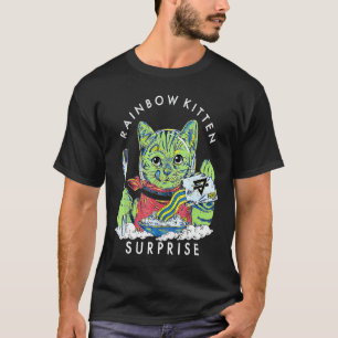 Cats Rainbow Kitten Surprise Cute Eat Retro Animal T-Shirt