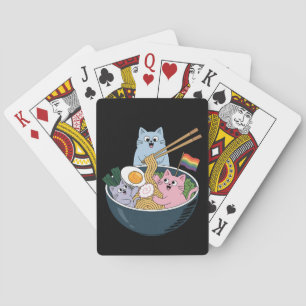 Cats Ramen Rainbow LGBTQ Gay Lesbian Pride Ally Playing Cards