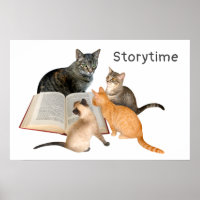Cats Reading Book Poster