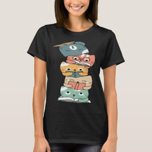 Cats Reading Books Book Kitten Reader Group T-Shirt