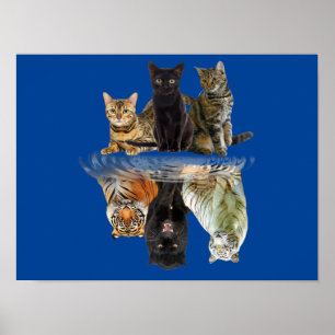 Cats Reflection  Friend Cat Lovers Cute Tiger Poster