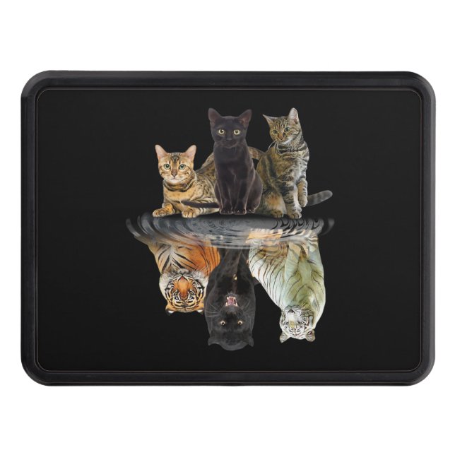 Cats Reflection Friend Cat Lovers Cute Tiger Trailer Hitch Cover (Front)