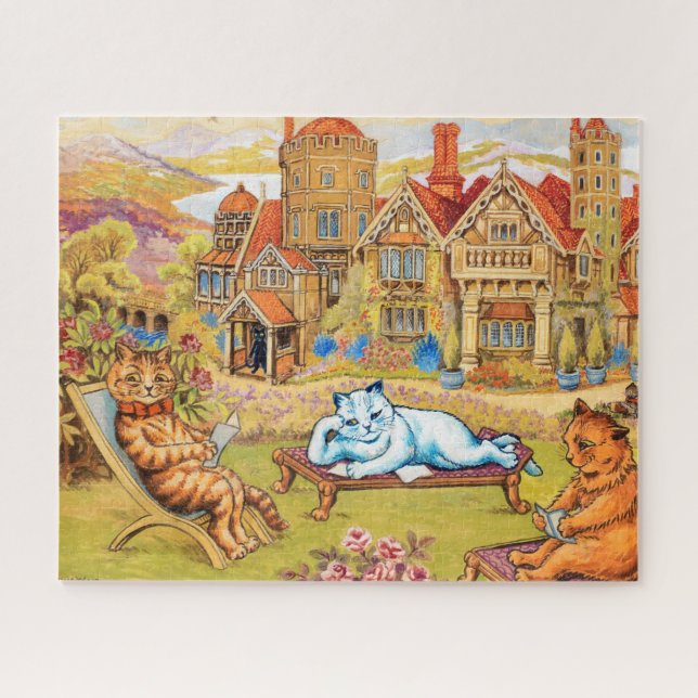 Cats relaxing in the Grounds at Napsbury by Wain Jigsaw Puzzle (Horizontal)