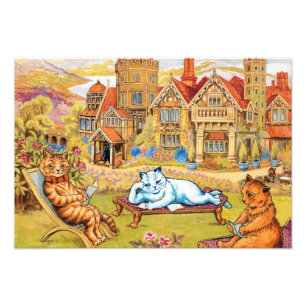 Cats relaxing in the Grounds at Napsbury by Wain Photo Print