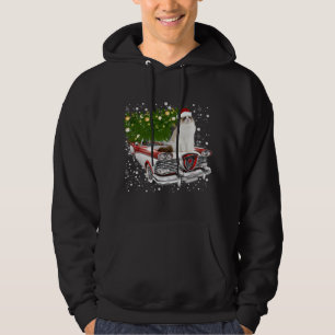 Cats Rides Red Truck Christmas Tree Xmas Hoodie