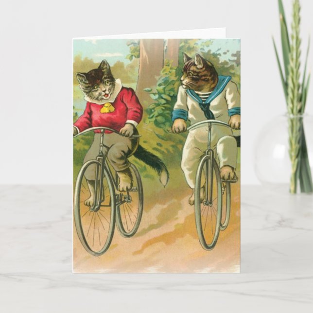 Cats Riding Bikes Card (Front)