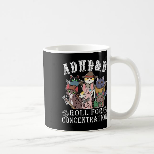 Cats Rpg Gamer Roll For Concentration D20 Dice Ner Coffee Mug (Right)