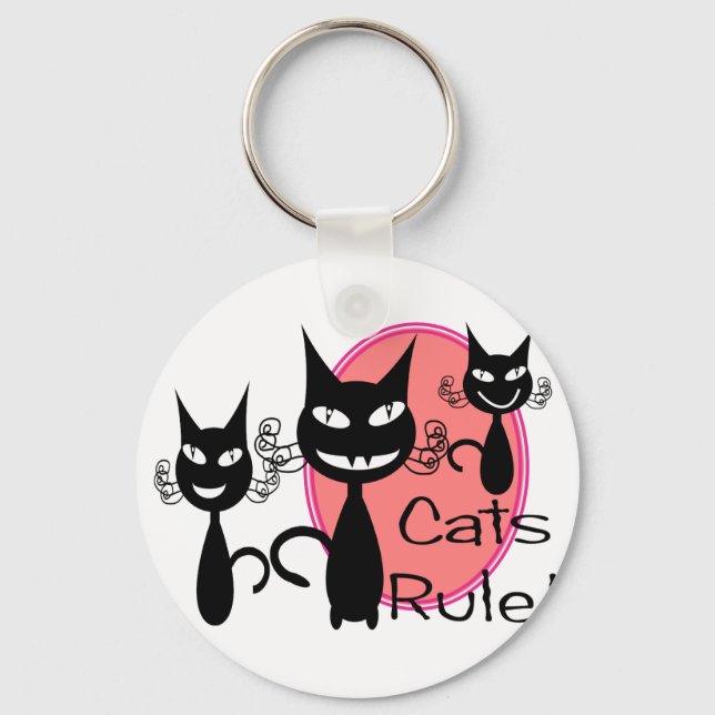 "Cats Rule!!"--Cat Lovers Gifts--Adorable Keychain (Front)