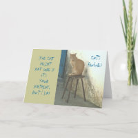"CATS RULE/CAT PERCHED ON STOOL" HUMOROUS BIRTHDAY