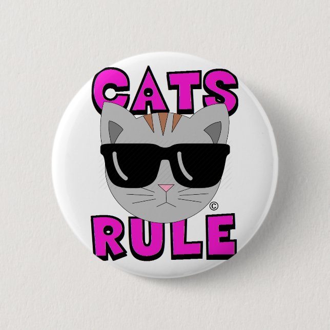 CATS RULE Original Cat Lover 2 Inch Round Button (Front)