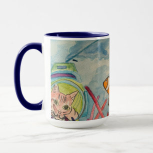 Cats Scuba Diving Watercolor  Mug