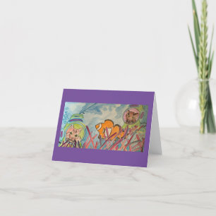 Cats Scuba Diving Watercolor Thank You Card
