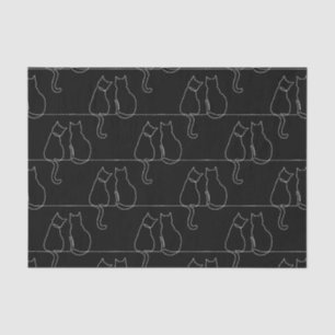 Cats Silhouette White Contour Animal Tissue Paper