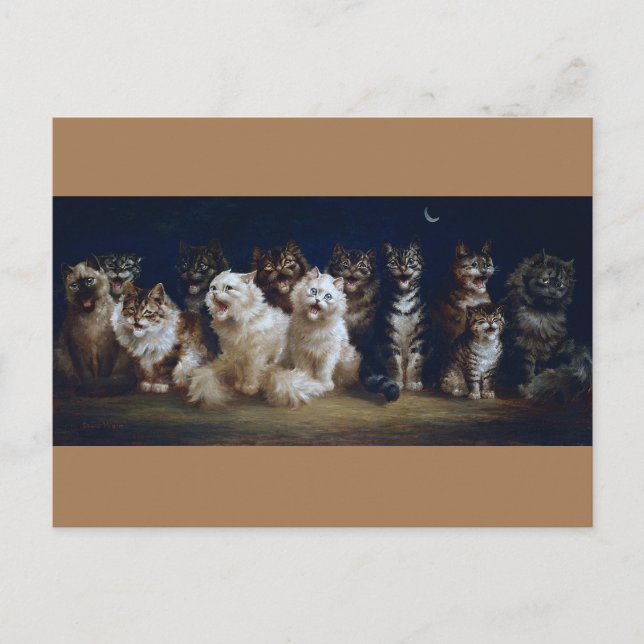 Cats Singing Christmas carols, Louis Wain Postcard (Front)