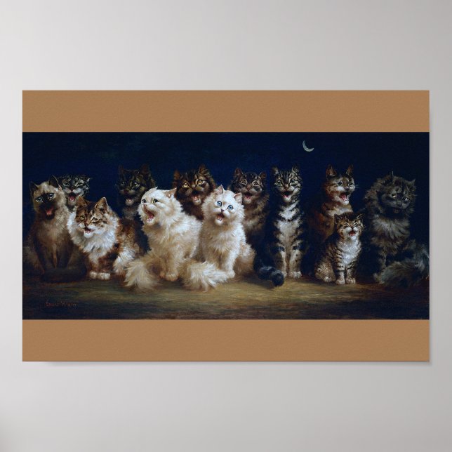 Cats Singing Christmas carols, Louis Wain Poster (Front)