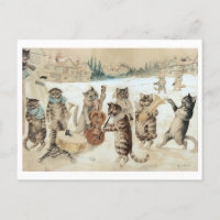 Cats Singing Christmas Carols Vintage Louis Wain