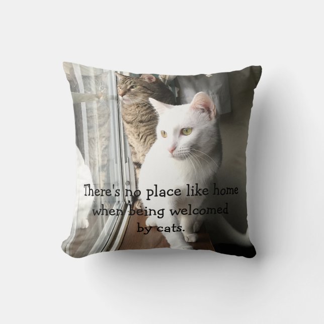 Cats Sitting by the Window Throw Pillow (Front)