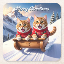 Cats Sled Ride Christmas