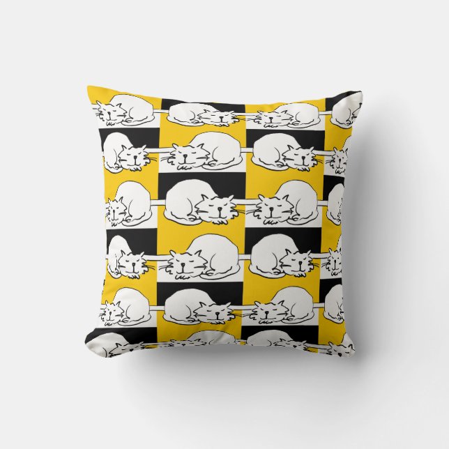 Cats Sleeping Design Throw Pillow (Front)