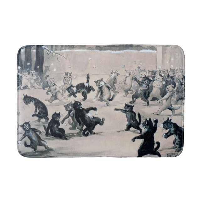 Cats Snowball Fight, Louis Wain Bath Mat (Front)
