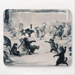 Cats Snowball Fight, Louis Wain Mouse Pad