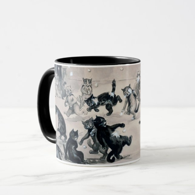 Cats Snowball Fight, Louis Wain Mug (Front Left)