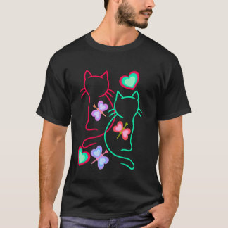 Cats Spring Retro Children Child Cat Butterflies H T-Shirt