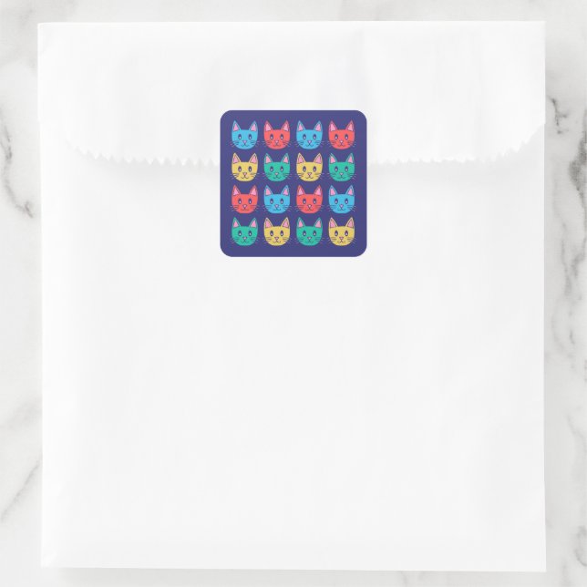 Cats Square Sticker (Bag)