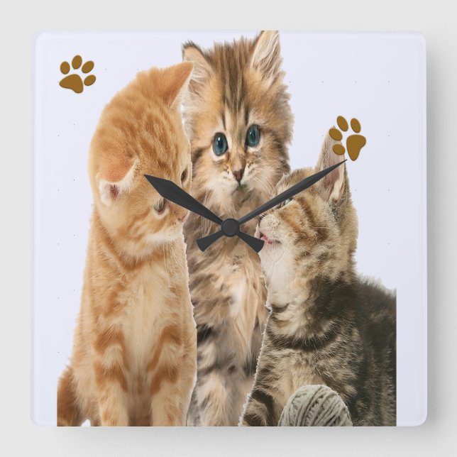 Cats Square Wall Clock (Front)