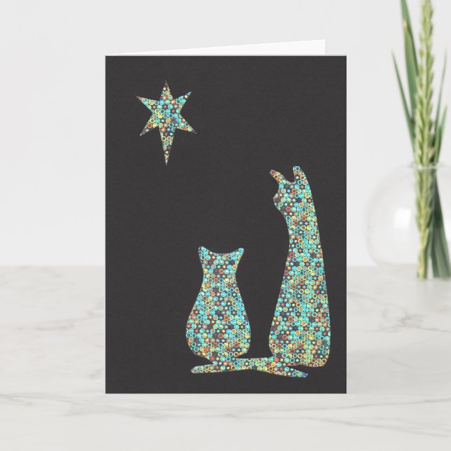 cats stargazing holiday card (Front)