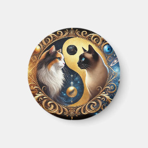 Cats Symbolizing Balance with a Yin Yang Magnet