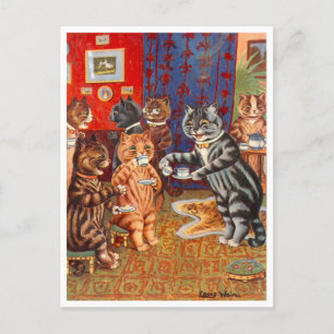 Cats Tea Party Louis Wain Holiday Postcard