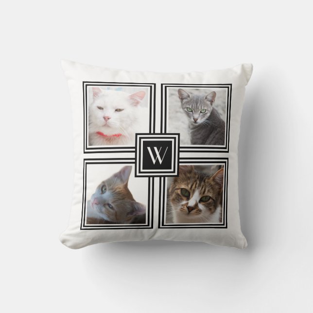 Cats template photos framed throw pillow (Front)