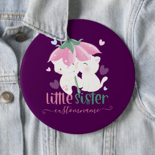 Cats Under Flower Umbrella Custom Little Sister 6 Inch Round Button