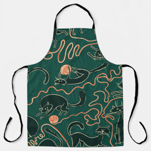 Cats vintage doodle seamless pattern apron