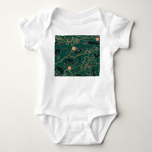 Cats Vintage: Doodle Seamless Pattern Baby Bodysuit