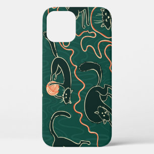Cats Vintage: Doodle Seamless Pattern iPhone 12 Case