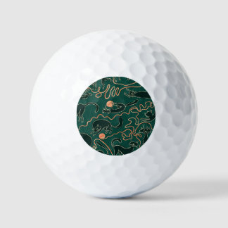 Cats Vintage: Doodle Seamless Pattern Golf Balls