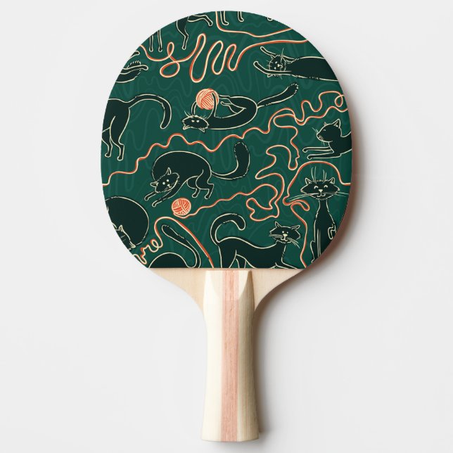 Cats Vintage: Doodle Seamless Pattern Ping Pong Paddle (Front)